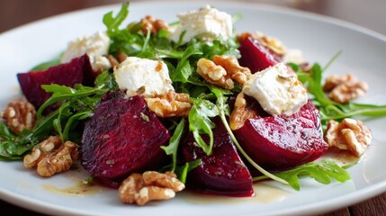Roasted beet salad with feta and walnuts