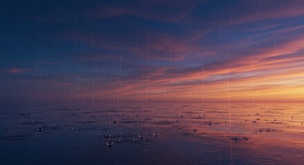 Rainswept Sunset on Water