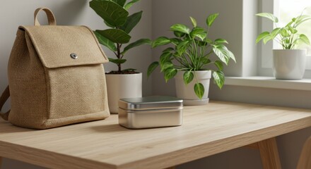 Simple Desk Scene with Plants