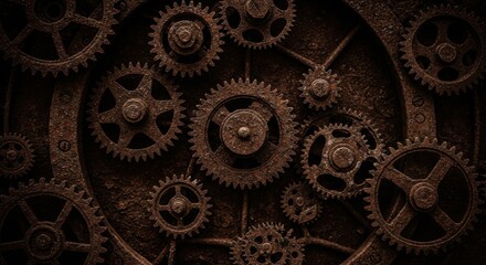 Intricate Clockwork Gears Mechanism Rotating Motion Abstract Background