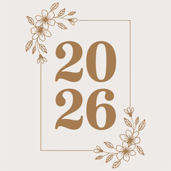 Floral Frame Year 2026 Aesthetic Graphic