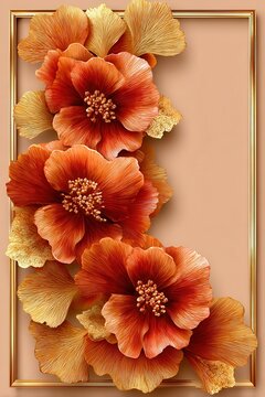 Elegant flowers in warm tones framed beautifully for decor.