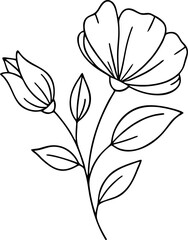 Stylized boutique florist artwork with refined floral shapes, soft botanical flow, and graceful lines, perfect for minimalist and feminine branding.