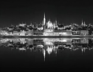 Night cityscape reflection