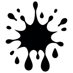 Naklejka premium Black ink splatter with droplets