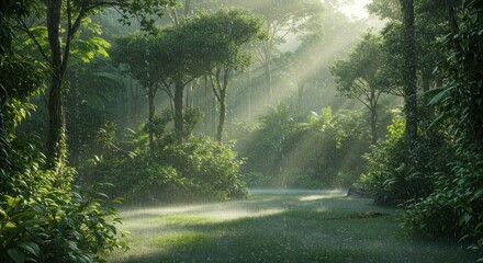 Lush rainforest after rain