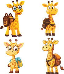 The happy Giraffe is ready for go the kindergarten vector style on white background