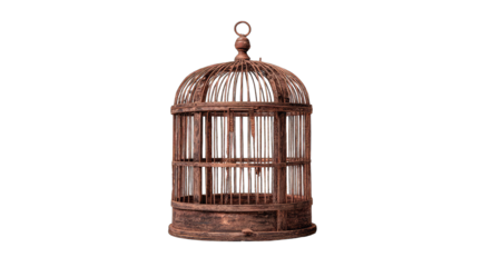 Aged wooden birdcage