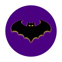 a bat icon on the purple circle, halloween 