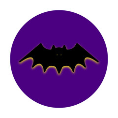 a bat icon on the purple circle, halloween 