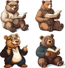The bear is teaching vector style on white background
