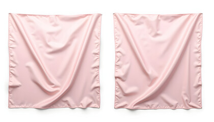 Two Soft Pink Fabrics Hanging on White Background