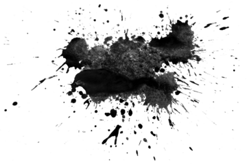 Black splash watercolor brush isolated on transparent background