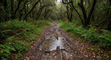 Muddy forest path