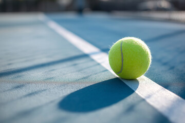 tight crop on tennis court lines with ball shadow touching edge 