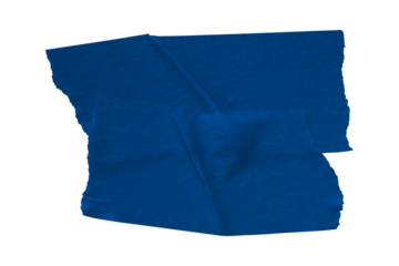blue crumpled torn tape isolated on transparent background