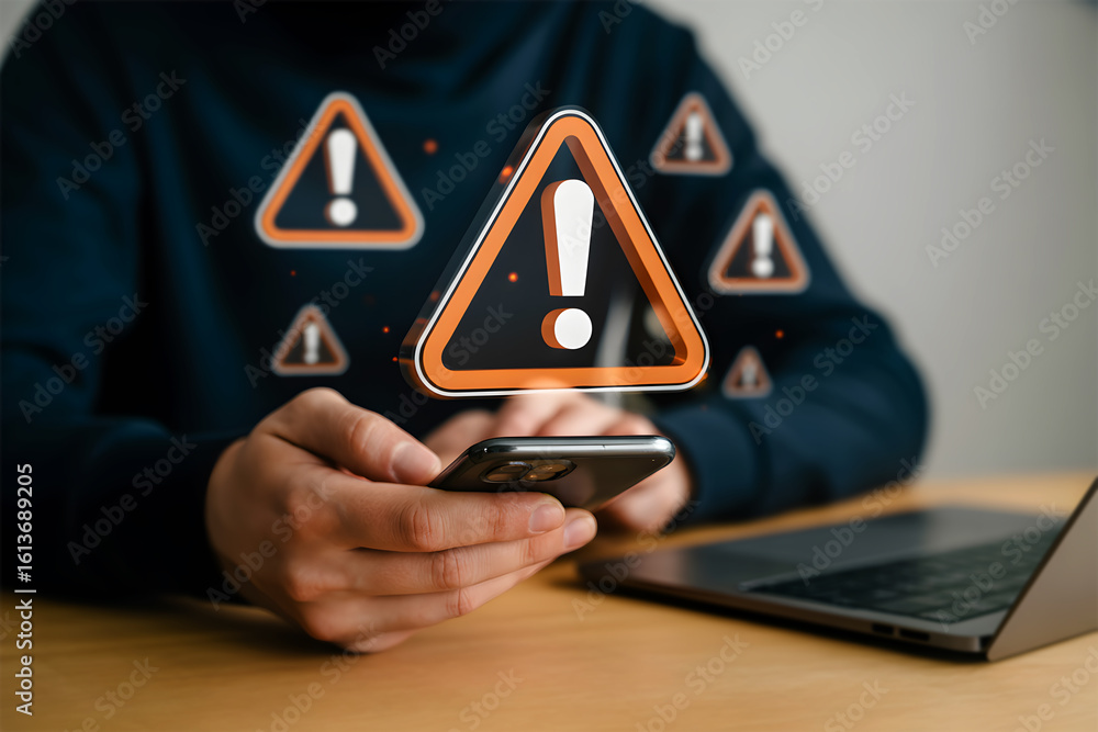 Poster online security threats and alert notifications on mobile devices