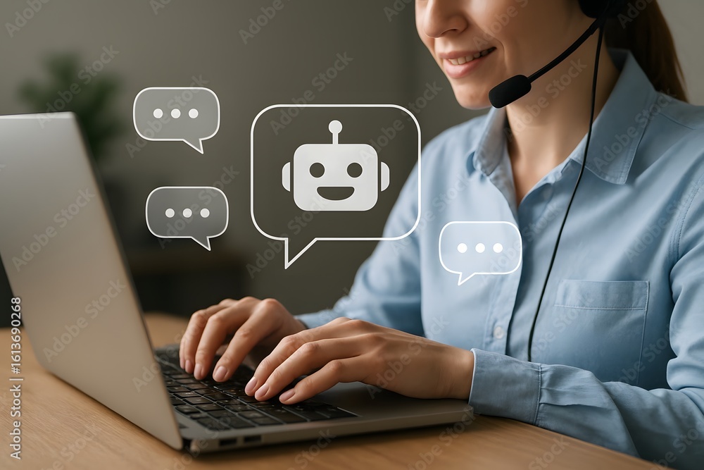 Aufkleber an ai assistant supporting customer service with chatbot feature