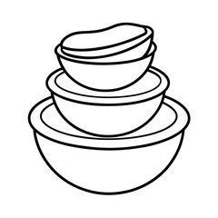 Clean outline graphic of nested mixing bowls in various sizes