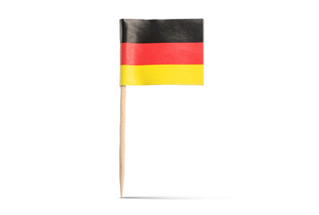 Small paper flag of Germany on white background