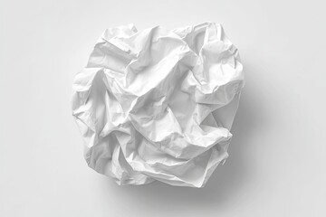 Crumpled white paper ball on white background