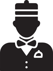 Obraz premium Vector Icon: Hotel Bellhop Sign, Black and White Symbol, Service Industry Graphic