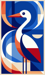 Minimalist poster design featuring bold abstract geometric shapes with harmonious composition of intertwining flowing forms, perfect for modern interior design and contemporary art spaces with elegant