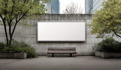 Blank billboard in urban park setting