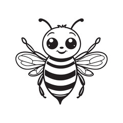 Cute Cartoon Bee with Large Eyes.