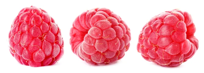  Fresh ripe raspberries isolated on white, set © New Africa