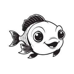 Cute Cartoon Fish with Big Eyes and a Smile 1.
