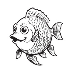 Cute Cartoon Fish with Scaled Body.