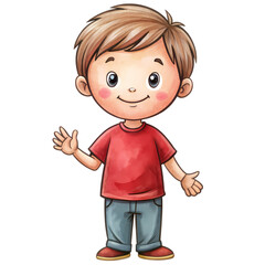Fototapeta premium Illustration of a Smiling Young Boy Waving