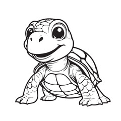 Cute Cartoon Turtle with Big Eyes and a Smile 1.