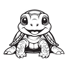Cute Cartoon Turtle with Big Eyes and a Smile.