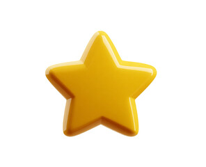 Illustration of a glossy yellow star isolated on a transparent background isolated on transparent background