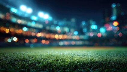 Stadium at night, blurred lights