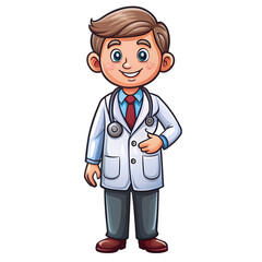 Cartoon Illustration Young Doctor Ready to Help