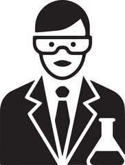 Vector Icon: Scientist Symbol,  Black and White, Professional,  Science Sign, Lab,  Simple Style.