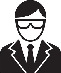Vector scientist Icon:  Professional, Minimalist, Black and White Sign, Symbol for Corporate Identity.