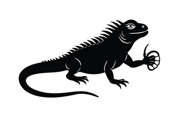 Fototapeta premium Iguana Giving a Side Eye While Being Poked with a Stick Design