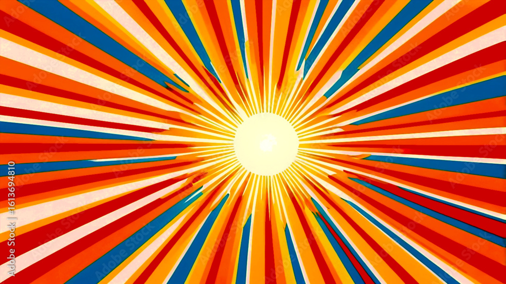 Poster retro groovy horizontal background with bright colors and abstract shapes