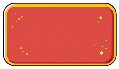 Illustration of a red rectangular button with rounded corners and sparkles isolated on transparent background