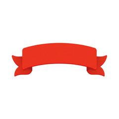 Illustration of a simple red curved banner for text and titles isolated on a transparent background
