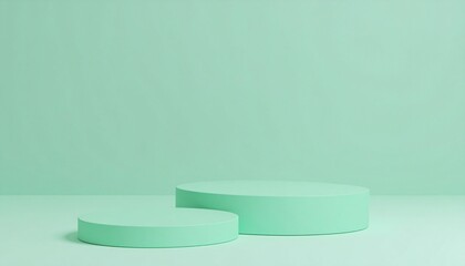 Empty cylinder podium on minimal background. Abstract minimal scene with geometrical forms. Design for product presentation. 3D rendering.