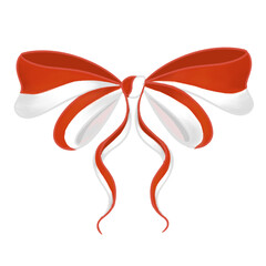Stylized Red and White Ribbon Bow in Indonesia Colors