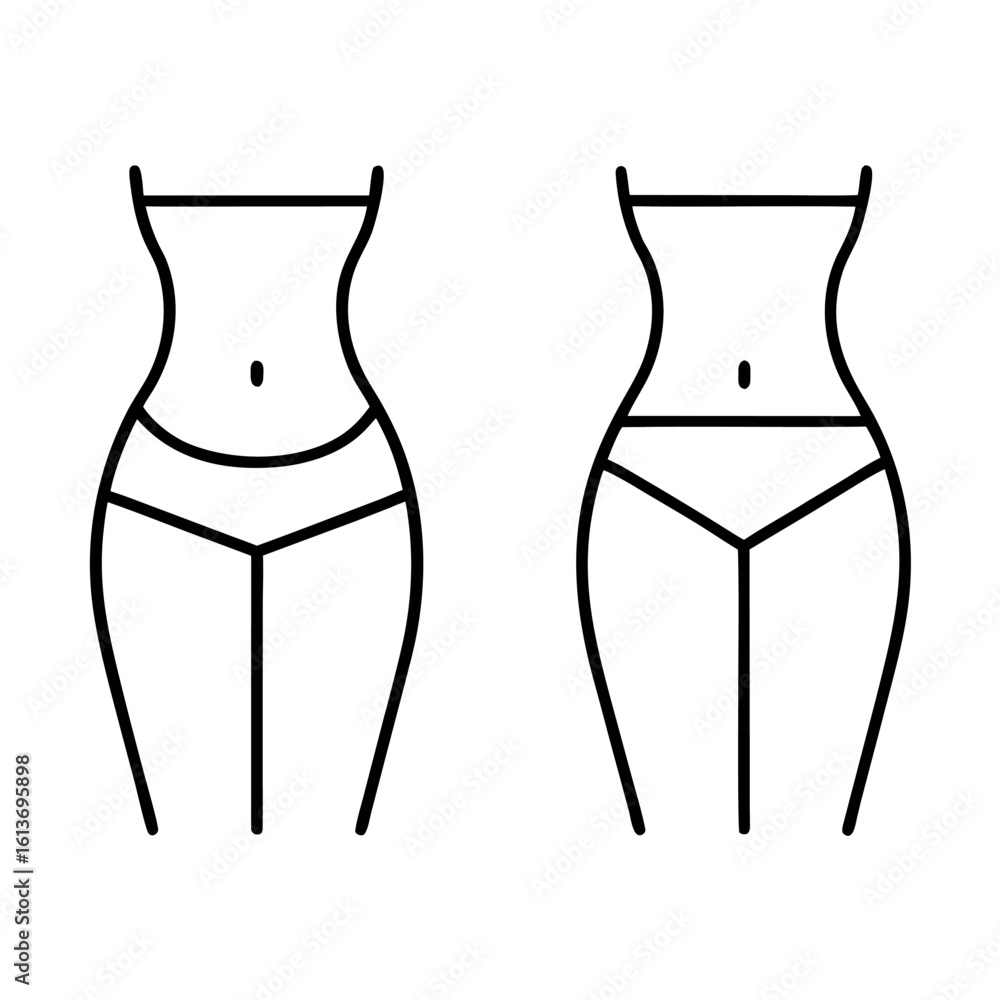Poster side by side body outlines before and after comparison vector design