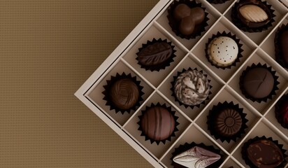 Chocolate, Chocolate Box, Valentine's Day Gift, 3D Illustration