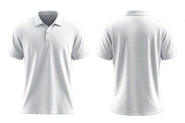 Front and back view of a plain white polo shirt