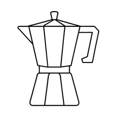 Clean outline vector illustration of a stovetop espresso maker